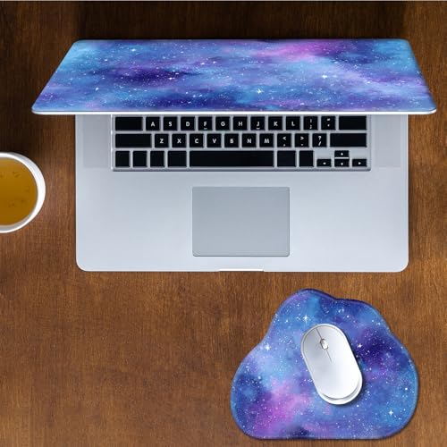 Laptop Skin Sticker Decal 15-15.6 Inch with Cute Mouse Pad, Universal Reusable Vinyl Sticker for 12.1 13 13.3 14 15.4 Inch Netbook and Notebook PC, Purple Galaxy - color: Purple Galaxy