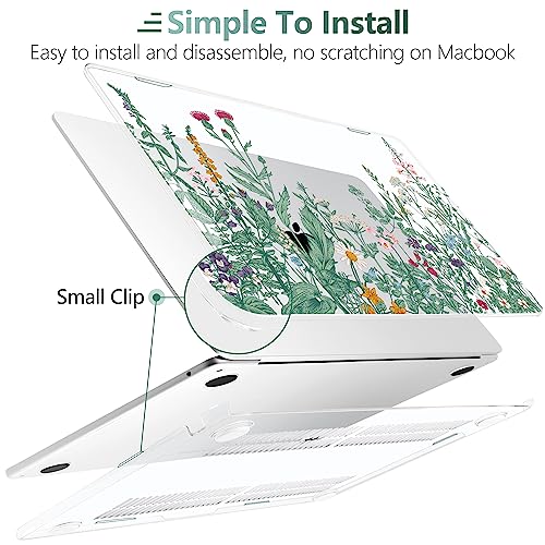 TWOLSKOO for MacBook Air 15 inch Case 2026 2025 2024 2023 Release M5 A3448 M4 A3241 M3 A3114 M2 A2941, Plastic Hard Shell & Screen Protector & Keyboard Cover & Trackpad Film, Botanical Illustration - color: Botanical Illustration