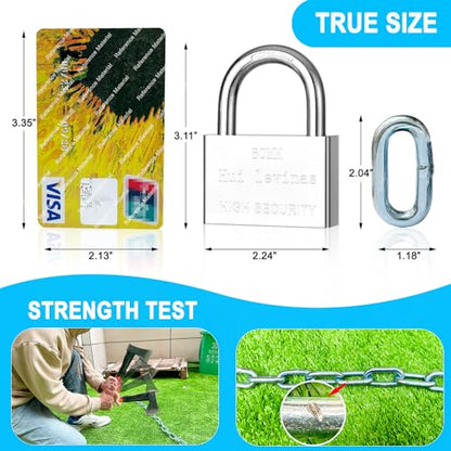 Security Chain and Lock - 39 Inch Heavy Duty 8mm Galvanized Anti-Rust and Anti-Theft Chain With Padlock for Bike, Bicycle, Scooter, Motorcycle, Door, Gate, Fence
