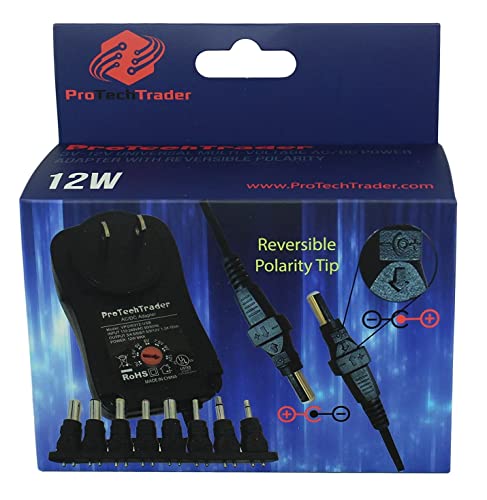 3vdc -12 volt Universal AC/DC Power Adapter USB Port | 8 Reversible Polarity Positive or Negative Tips Center Tip 3v 4.5v 5v 6v 7.5v 9v 12v 1a 12w Transformer 5.5mm 2.5mm 2.1mm 3.5mm 4.0mm 5.0mm 1.7mm - size: 12 Watts