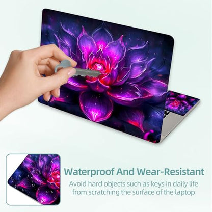 Universal Laptop Skin Decal, 3-Piece Vinyl Protector for 12 13 14 15.6" Notebook, Waterproof Anti-Scratch, Easy Trim & Bubble-Free Finish, Purple Glowing Lotus - color: Purple Glowing Lotus