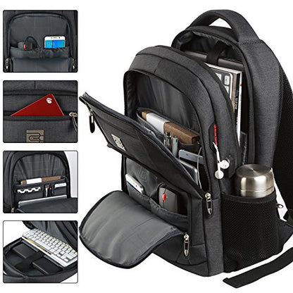 17 Inch Laptop Backpack, Business Anti Theft Slim College Backpack | Water Resistant Durable Computer Bag Gift for Women & Men Fits 15.6 Inch Laptop and Notebook - Black - color: Black, size: 17 Inch, style: Laptop Backpack, Business Anti Theft Slim Durab