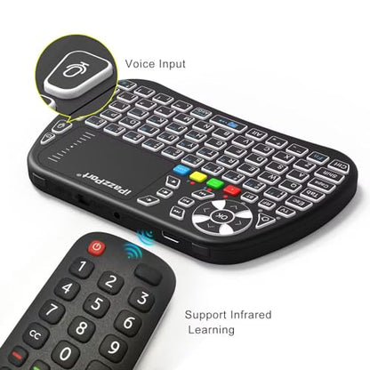 iPazzPort Mini Keyboard,Bluetooth&2.4G with Touchpad, Portable Wireless Keypad with IR Learning, RGB Backlight, Rechargeable, for PC,Android TV Box,Mac, Nvidia Shield, Laptop,Essential Home Keypad