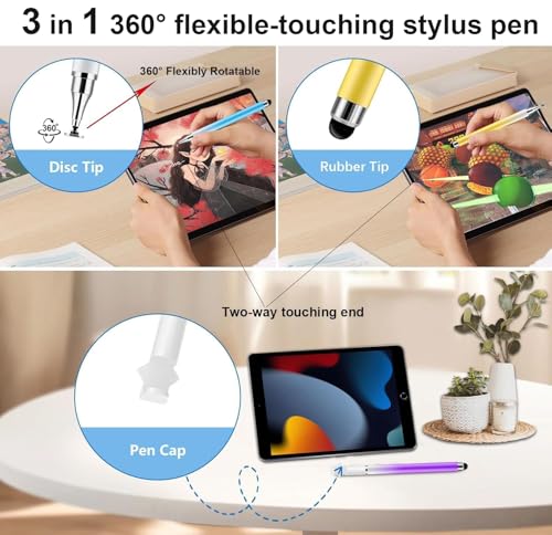 5Pcs Stylus Pen for Touchscreen,iPad,iPhone,3 in 1 Stylus Pen | High Precision & Sensitivity, Perfect for Touch Screens, iPhone/ipad/Samsung/Google/Microsoft/Android Tablets - size: 5 Packs