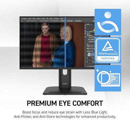 msi PRO MP272 E14C 27-inch IPS 1920 x 1080 (FHD) Office Monitor, 144Hz, Free-Synch, HDMI, USB C (15W Power Delivery), VESA Mountable, Tilt, Speaker, 4-Side Slim Bezel 1ms, Black - style: PRO MP272 E14C