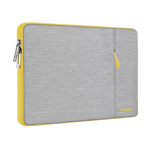 Hseok Laptop Case 13.3 14 inch Sleeve, Rainproof & Shockproof Carrying Case Compatible with MacBook Pro/Neo 14 M5/M4/M3/M2/M1,13.3 MacBook Air/Pro,XPS 14 and Most 13"-14" Notebook Tablet,Gray-Yellow - color: Gray-yellow