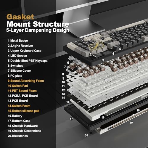 YUNZII IF99 96% Wireless Mechanical Keyboard (Black, Cocoa Cream V2) | QMK/VIA Keyboard with LCD Display,Custom Magnetic Badge,8000mAh Battery,Hot Swap Gasket,RGB,for Gaming/Mac/Win - color: Black, size: Cocoa Cream V2 Switch