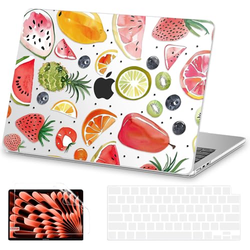 AKIT for MacBook Air 13 inch Case M5 M4 M3 M2 2026-2022, Fruits | A3449 A3240 A3113 A2681,Unique Style Pattern Hard Shell Laptop Case+Screen Protector+Keyboard Cover for MacBook Air 13.6 inch - color: Fruits