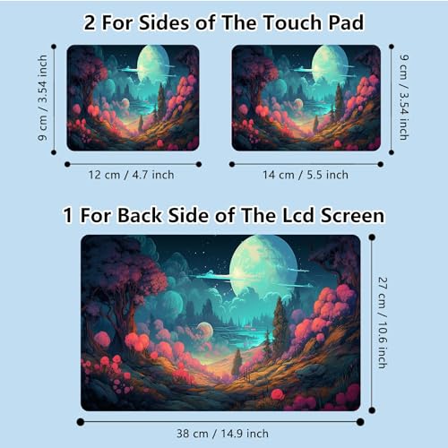 Universal Laptop Skin Sticker with 2 Wrist Pad Skins, Waterproof Scratch Resistant Vinyl Laptop Cover Decal, Cut to Fit for 11–15.6 Inch MacBook HP Dell Lenovo, Fantasy Forest Full Moon - color: Fantasy Forest Full Moon