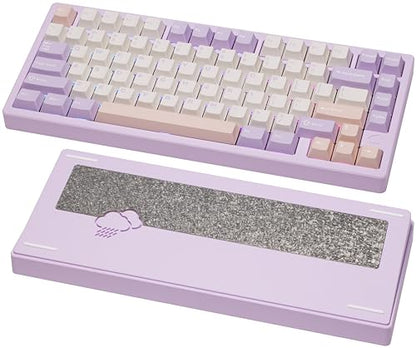 KEEBMONKEY WOBKEY Rainy 75 CNC Aluminum HMX/JWK/Cocoa Switches Triple-Mode Connectivity Mechanical Keyboard with Superior Acoustics, RGB/FR4/Silver SUS304/7000mAh/Cocoa Switch (Pro - Purple) - style: Pro - Purple