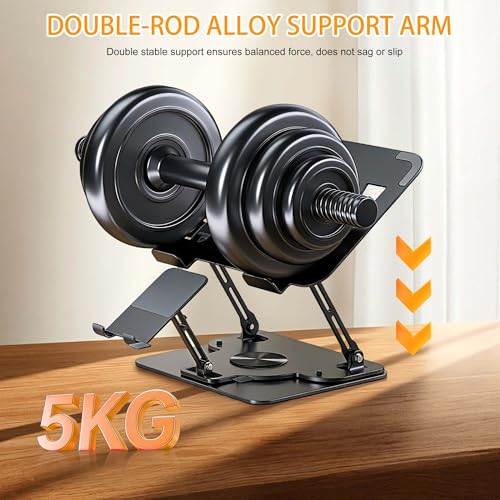360 Rotating 2-in-1 Laptop Stand with Phone Holder,Ergonomic Adjustable Computer Riser for Desk,Computer Stand for Laptop,Foldable Laptop Holder,Compatible with All Laptops and Phones