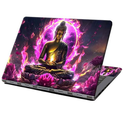 Laptop Skin Sticker Decal 12" 13" 13.3" 14" 15" 15.6",Waterproof Scratch Resistant Vinyl,Reusable Easy to Apply,for MacBook HP Dell Notebooks Netbooks Laptop,2 Wrist Pads,Buddha Statue Purple - color: Buddha Statue Purple