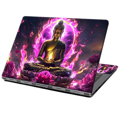 Laptop Skin Sticker Decal 12" 13" 13.3" 14" 15" 15.6",Waterproof Scratch Resistant Vinyl,Reusable Easy to Apply,for MacBook HP Dell Notebooks Netbooks Laptop,2 Wrist Pads,Buddha Statue Purple - color: Buddha Statue Purple