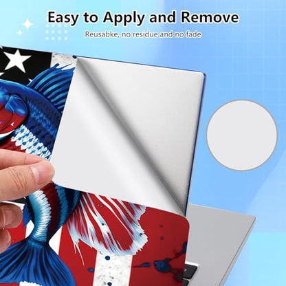 Universal Laptop Skin Sticker Decal for 11.6”12" 13" 13.3" 14" 15" 15.4" 15.6" Reusable Waterproof Scratch-Scratch Resistant Protective Vinyl Laptop Notebook Skin Stickers - American Flag & Fish - color: American Flag & fish