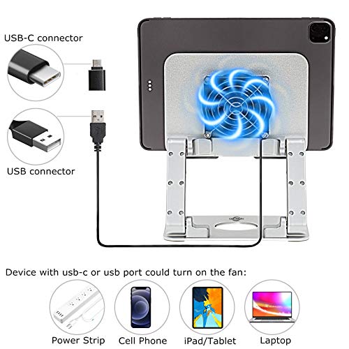 Surface Pro Tablet Stand with Quiet Cooling Fan for Microsoft Surface & iPad Pro/Air/Mini,Samsung Galaxy,Up to 13'' Tablets - color: Silver