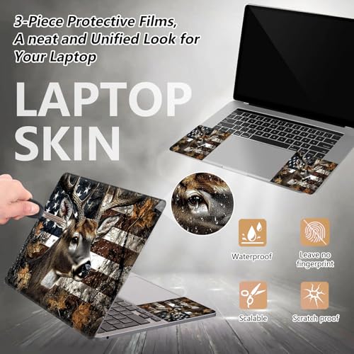Laptop Skin Sticker for 12.1”-15.6“ Laptops (Fits 13”, 13.3”, 14”, 15”, 15.4”) | Protective Universal Reusable Vinyl Art Decal Cover | Waterproof & Scratch-Resistant- Deer America Flag Camouflage - color: Deer America Flag Camouflage