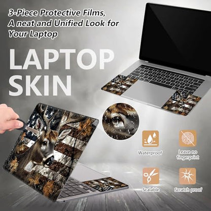 Laptop Skin Sticker for 12.1”-15.6“ Laptops (Fits 13”, 13.3”, 14”, 15”, 15.4”) | Protective Universal Reusable Vinyl Art Decal Cover | Waterproof & Scratch-Resistant- Deer America Flag Camouflage - color: Deer America Flag Camouflage