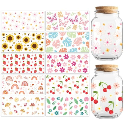 Small Element UV DTF Cup Wraps, 10 Sheets Transfer Sticker | Waterproof UV DTF Stickers, Custom Vinyl Decals for 16oz Coffee Cups Tumblers Bottles Mugs, DIY Gifts & Crafts - style: Small Element Collection