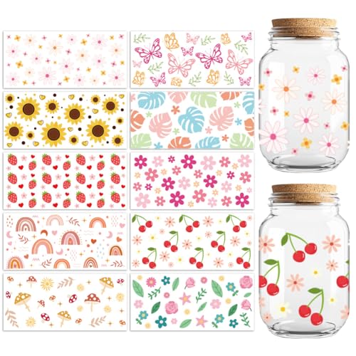 Small Element UV DTF Cup Wraps, 10 Sheets Transfer Sticker | Waterproof UV DTF Stickers, Custom Vinyl Decals for 16oz Coffee Cups Tumblers Bottles Mugs, DIY Gifts & Crafts - style: Small Element Collection