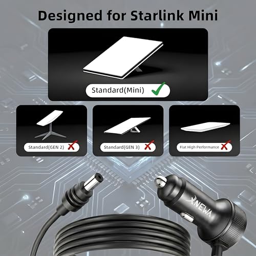Starlink Mini Car Adapter, 3M/10FT, 3in1 Starlink Mini Power Cable | Waterproof for Cars, Trucks, RVs & Boats, 12V-48V, Aviation Aluminum Shell, Ai Chip for Stable Power - size: 3M/10FT