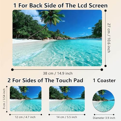 Laptop Skin Sticker Decal 15.6 Inch,12 13 13.3 14 15 15.6 in Laptop Netbook Skins for Notebook,Art Decal Removable Waterproof Scratch Resistant,Universal Vinyl Cover,Green Sea Beach - color: Green Sea Beach