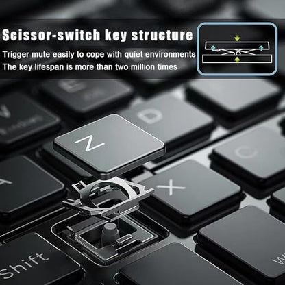 Foldable Bluetooth Keyboard - Ultra Slim, Portable, Pocket Size, Rechargeable Wireless Full Size Travel Keyboard, Compatible with iOS, Android, Windows, for Smartphone, Tablet, Ipad, Iphone, Laptop