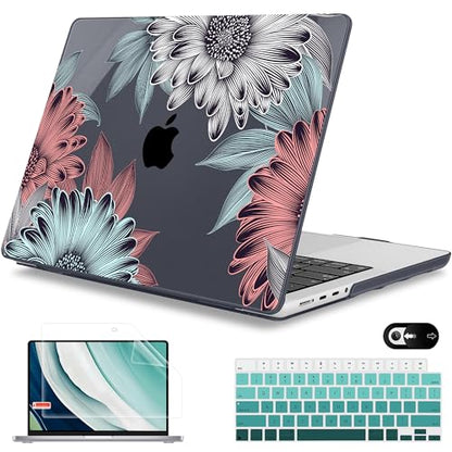 Mektron Case for M5 MacBook Pro 14 inch 2026 Model A3427 A3426 Fit 2025-2021 Model A3434 A3112 M4 A3112 A3401 A3185 M3 A2918 A2992 M2 A2779 M1 A2442 Pro/Max Cover, Blooming Chrysanthemums - color: Blooming Chrysanthemums