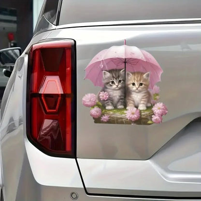 Umbrella Cat PVC Vinyl Car Decals Stickers Waterproof Self-Adhesive Decals for Cars, Laptops, Trucks, Motorcycles Wall Window Luggage Scratch Cover Door Decor Sticker