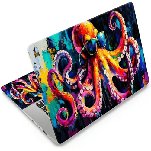 Universal Laptop Skin Sticker, 11-15.6 Inch Reusable Vinyl Laptop Skin Decal, Scratch Resistant Waterproof Cover, Easy to Trim & Apply, Cool Octopus - color: Cool Octopus
