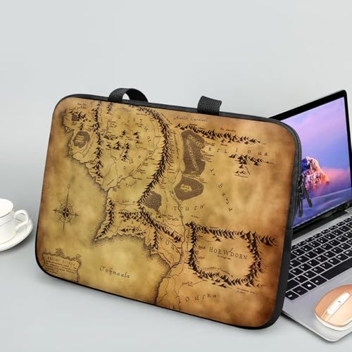 14 15 15.4 15.6 inch Laptop Handle Bag Computer Bag, Pouch Holder Notebook Sleeve Cover Soft Case Compatible for Dell,Lenovo,Toshiba HP, Asus Notebook-Retro Map - color: Retro Map