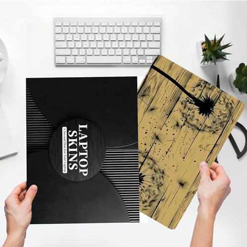 Universal Laptop Skin Sticker with 2 Wrist Pad Skins, Waterproof Scratch Resistant Vinyl Laptop Cover Decal, Cut to Fit for 11–15.6 Inch MacBook HP Dell Lenovo, Dandelion Wood - color: Dandelion Wood