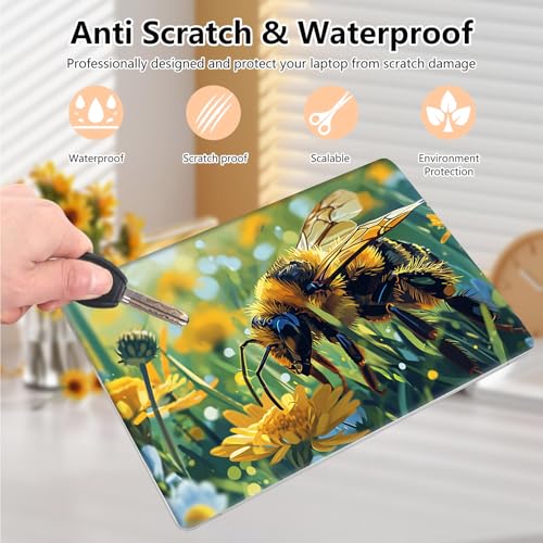 Laptop Skin Sticker Decal 15.6 Inch,12 13 13.3 14 15 15.6 in Laptop Netbook Skins for Notebook,Art Decal Removable Waterproof Scratch Resistant,Universal Vinyl Cover,Cute Bee Grass - color: Cute Bee Grass