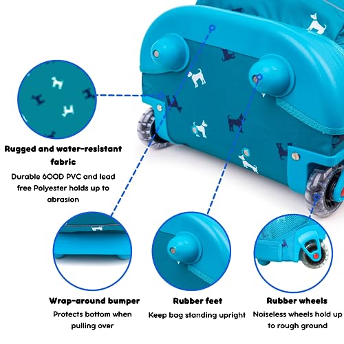 J World Sunny Rolling Backpack for Kids. Roller Bag With Wheels, Puppy - color: Blue