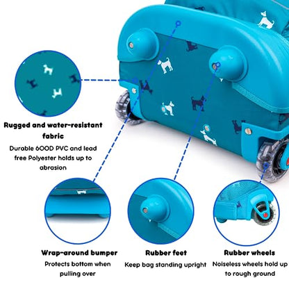 J World Sunny Rolling Backpack for Kids. Roller Bag With Wheels, Puppy - color: Blue