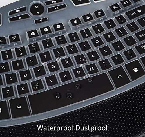 CaseBuy Keyboard Cover Compatible with Logitech K350 MK550 MK570 Wireless Wave Keyboard Accessories, K350 MK550 Keyboard Silicon Protector Skin, Black - color: Black
