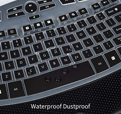 CaseBuy Keyboard Cover Compatible with Logitech K350 MK550 MK570 Wireless Wave Keyboard Accessories, K350 MK550 Keyboard Silicon Protector Skin, Black - color: Black