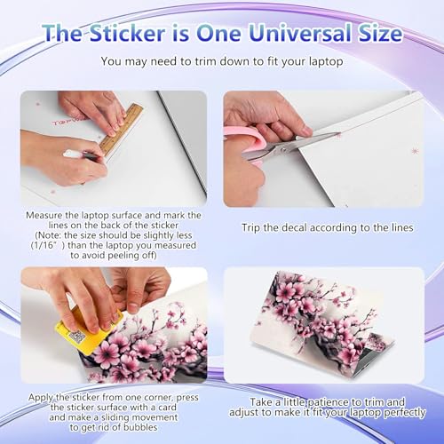 Laptop Skin Sticker Decal Cover,Cherry Blossom Pink Flowers | DIGTIALL Universal Laptop Skin Sticker, Waterproof Removable Notebook Decal Protector Cover for 12 13 14 15 Inch Laptops - color: Cherry Blossom Pink Flowers