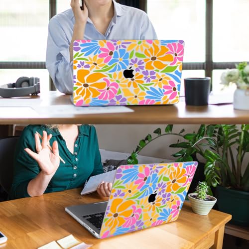 for with MacBook Pro 14 inch Case 2026-2021 M5 M4 M3 M2 M1 Pro/Max A3426 A3427 A3434 A3112 A3401 A2918 A2992 A2779 A2442, Hard Shell with Keyboard Cover+Protective Film, Colorful Flower - color: Colorful Flower