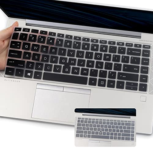 2 PCS Keyboard Cover for HP EliteBook 840 G7 G8 14 Inch Notebook, HP EliteBook 845 G7 G8 14 Inch Notebook PC Model Laptop US Layout Keyboard(Not for HP Elitebook 840 G5/G6)-Black+Clear - color: Black+Clear