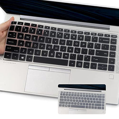 2 PCS Keyboard Cover for HP EliteBook 840 G7 G8 14 Inch Notebook, HP EliteBook 845 G7 G8 14 Inch Notebook PC Model Laptop US Layout Keyboard(Not for HP Elitebook 840 G5/G6)-Black+Clear - color: Black+Clear