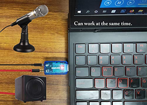 External 5.1 USB Stereo Sound Card USB 2.0 to 3D Audio Sound Card Adapter Virtual 5.1 Channel for Windows and Mac, PC, Notebook with 3.5mm Headphone and Microphone - 2 Pack(Blue) - color: blue