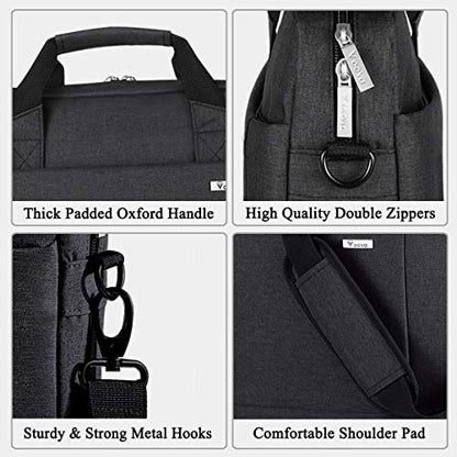 Voova 17.3-17 Inch Laptop Bag, Computer Bag, MacBook Bag, Black | Expandable splash-proof 17.3-inch laptop messenger bag with removable strap; fits MacBook, HP, Dell, Lenovo and Asus - color: Black, size: 17-17.3 Inch