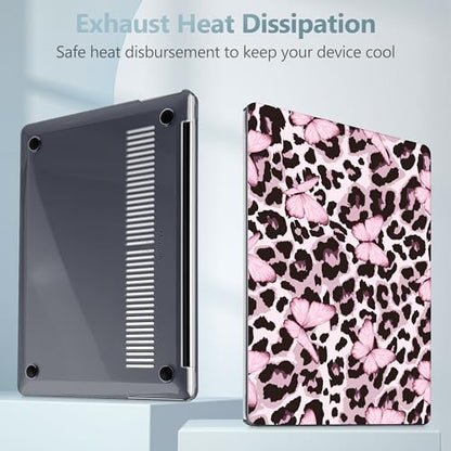 Mektron Printed Case for 2025 Microsoft Surface Laptop Windows 11 Copilot+ PC Surface Laptop 13 inch Touchscreen Display Cover Fits Model 2095, Leopard Pink Butterfly - color: Leopard Pink Butterfly
