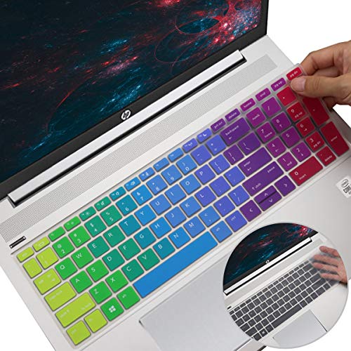 2PCS Keyboard Cover for 15.6" HP ProBook 450(G5/G6/G7) 455(G5/G6/G7) 650 G4,17.3" HP ProBook 470 G5 (Not Fit ProBook 450/455 G8 G4 G3 G2 G1, ProBook 650 G8 G5 G3 G2 G1)(Rainbow+Clear) - color: Rainbow+clear