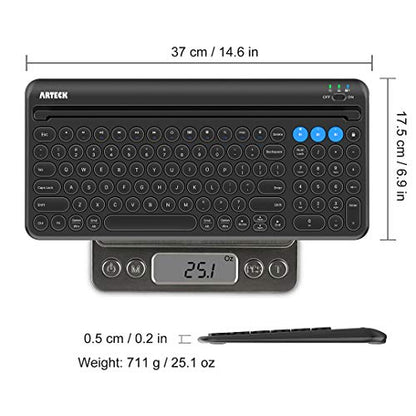 Arteck Wireless Bluetooth Keyboard for Windows, iOS, Android, Computer, Laptop, Smartphone - Multi-Functional with Built-in Cradle