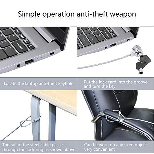 YACSEJAO Notebook Lock and Security Cable Laptop Cable Lock Hardware Security Cable Lock Anti Theft for All Devices with 3x7mm Keyholes are Supported(1.2M/3.9FT)