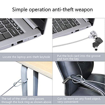 YACSEJAO Notebook Lock and Security Cable Laptop Cable Lock Hardware Security Cable Lock Anti Theft for All Devices with 3x7mm Keyholes are Supported(1.2M/3.9FT)