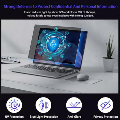 17" Privacy Screen Computer for 16:10 Aspect Ratio, 2-Sided Removable Anti-Peeping/Anti-Glare, Blue Light Block, UV Protect, Reduce Strain, Anti-Scratch, Fits 17-inch 16:10 Protector Film - size: 17inch 16:10