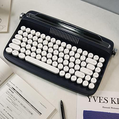 YUNZII ACTTO B303 Wireless Typewriter Keyboard, Bluetooth Connection, Cute Retro Aesthetic Design with Integrated Stand for Tablet, Phone, PC and Win/Mac/Android (B303, Midnight) - style: Midnight