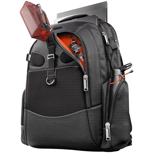 EVERKI Business 120 Pro Backpack, 2 Laptop Compartments & Rain Cover - 40L | Nylon, Polyester, Durable, Multi-Padded Pockets, Travel-Friendly, School & Work, 180° Fold-Out Design, Fits up to 18.4" - style: Business 120 Pro